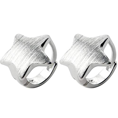 WOZUIMEI S925 Hebilla de Hongo Blanco Estilo de Bosque Coreano de Las Mujeres Dulce Dibujo Estrella de Cinco Puntas Pendientes de Oreja Joyería de Moda Joyería Femeninaun par, Plata 925