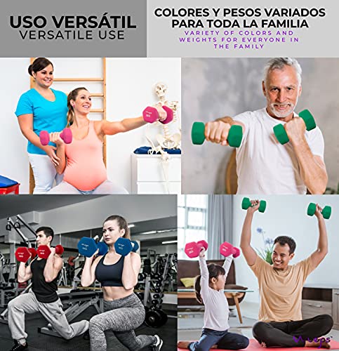 Wueps™ | Pesas y Mancuernas de Neopreno Disponibles en 2Kg/ 3Kg/ 4Kg/ 5Kg/ (Vendido en Pares) para Hacer tu Gimnasio en casa, Mancuernas con Revestimiento de Neopreno, Mancuernas Antideslizantes