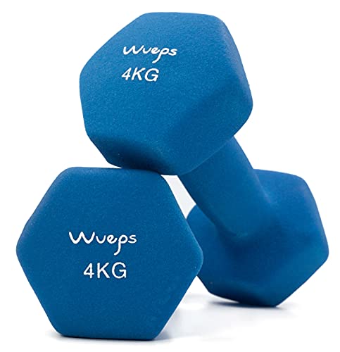 Wueps™ | Pesas y Mancuernas de Neopreno Disponibles en 2Kg/ 3Kg/ 4Kg/ 5Kg/ (Vendido en Pares) para Hacer tu Gimnasio en casa, Mancuernas con Revestimiento de Neopreno, Mancuernas Antideslizantes