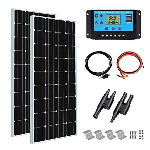 XINPUGUANG 200w Kit de panel solar 2pcs 100W 18V Módulo solar fotovoltaico monocristalino 20A Cable controlador para autocaravana Coche Caravana Inicio 12v Carga de batería