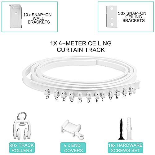 Xnuoyo Riel Flexible para Cortina de Techo, 4 Metros Riel de Cortina Curvo de Techo, Riel Curvo Ventanas Suaves para Riel Cortina, Riel Cortina con Pista Sistema para Separador de Ambientes