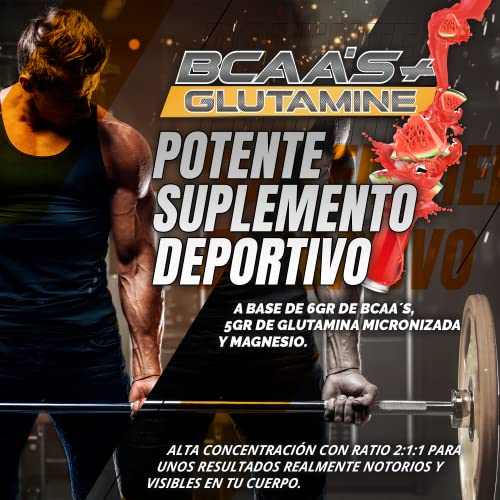 XPRO | BCAA´S + Glutamina + Magnesio | Aminoácidos Ramificados ratio 2:1:1 | Estimula y mejora la resistencia física y muscular | Fórmula de rápida Absorción | Sin Azúcar | 30 tomas sabor Sandía