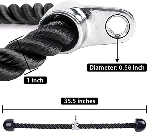 XYZDOUBLE Triceps Cuerda Bíceps Cuerda Cable De La Cuerda De TríCeps para Multi Gym Nylon Manijas Antideslizantes - Dorsal, Biceps, Triceps, Gimnasio o Hogar-Negro 90cm