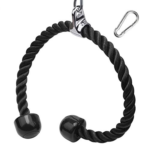 XYZDOUBLE Triceps Cuerda Bíceps Cuerda Cable De La Cuerda De TríCeps para Multi Gym Nylon Manijas Antideslizantes - Dorsal, Biceps, Triceps, Gimnasio o Hogar-Negro 90cm