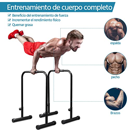 Yaheetech Barras Paralelas Altura y Ancho Ajustables Barras Paralelas Estación de Fitness Push Up Dips Entrenamiento para Gimnasio Casa MAX Capacidad de Carga 227 KG