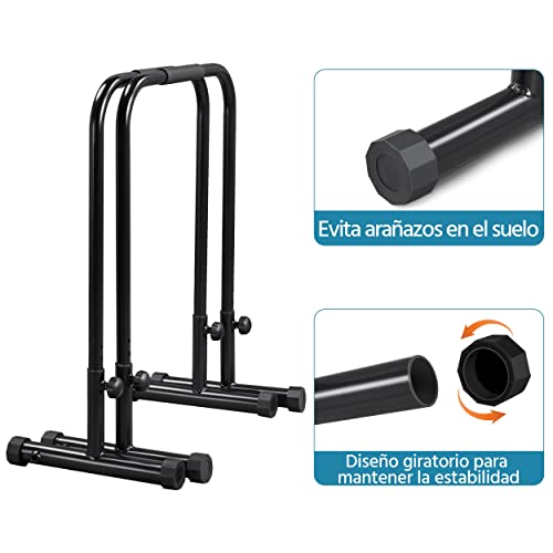 Yaheetech Barras Paralelas Altura y Ancho Ajustables Barras Paralelas Estación de Fitness Push Up Dips Entrenamiento para Gimnasio Casa MAX Capacidad de Carga 227 KG