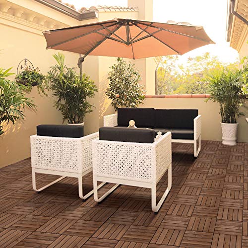 Yaheetech Suelo de Madera 27 Piezas para 2,6 m² Baldosas de Madera 30,8 x 30,8cm (Cada Pieza) Piso de Abeto Antideslizantes para Terraza Piscina, Jardines Patios, Balcón Baño Marrón