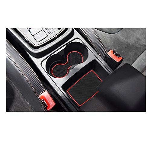 YEE PIN Alfombrillas Antideslizantes Seat Leon Cupra 5F 2017-2019 Accesorios, Alfombras de Goma para Consola Central Portavasos Coche Interior