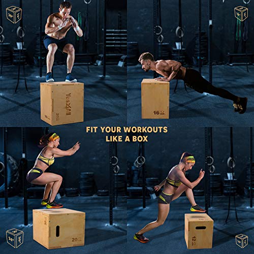 Yes4All Madera Plyo Caja/Madera Plyo Caja para Ejercicio, Crossfit Training, MMA - W6P6, A-Light Wood Color, 16x14x12 Inch