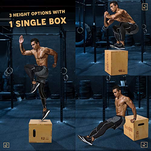 Yes4All Madera Plyo Caja/Madera Plyo Caja para Ejercicio, Crossfit Training, MMA - W6P6, A-Light Wood Color, 16x14x12 Inch