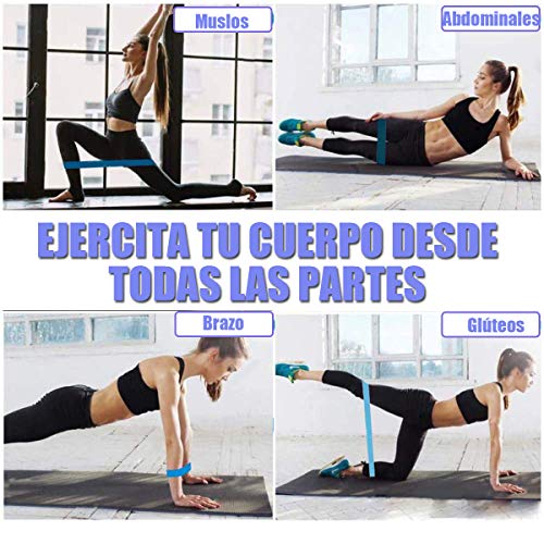 Yicente Bandas Elasticas Musculación Bandas de Resistencia para Gluteos Cadera Piernas Brazos Set de 5 Cintas Elásticas Fitness Látex Natural Bandas para Yoga Crossfit Pilate para Mujer Hombre