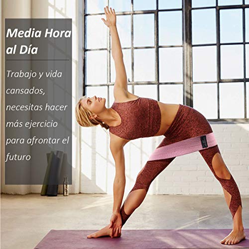 Yicente Bandas Resistencia Elasticas Fitness Bandas de Resistencia para Piernas 3 Niveles Cintas Elásticas de Tela Set de 3 Bandas Antideslizantes para Yoga Musculación con Bolsa Guía Ejercicio