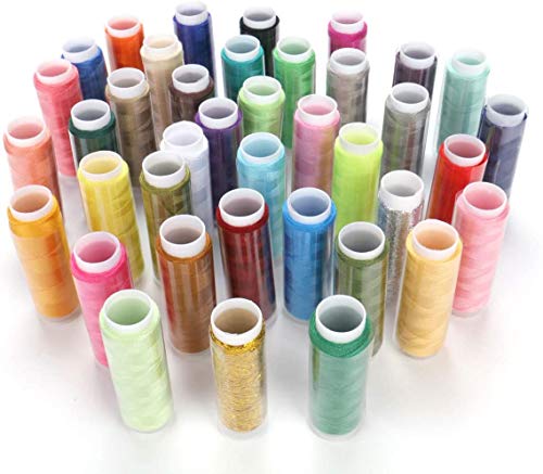 YIQI Hilo de Coser (39 Colores Surtidos), Hilo Fuerte para Coser a Mano en máquinas de Coser, Juego avanzado de Carrete de Hilo de poliéster, Suministros de Costura Coloridos