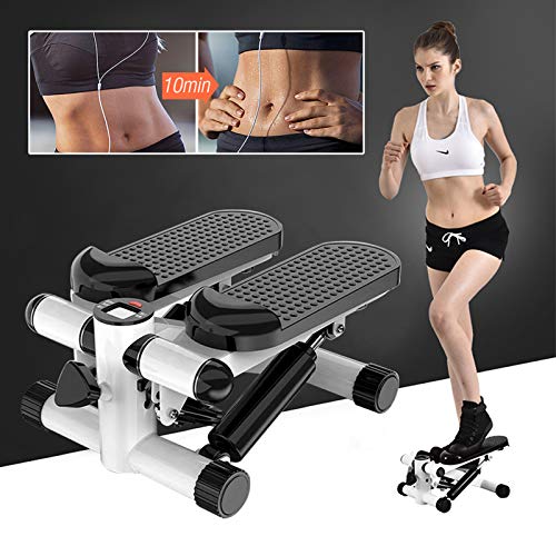 YIZHE Stepper con Cintas + 2 Cuerdas + Pantalla, Ministepper, Máquina de Step para Fitness, Máquina de Step para Hacer Ejercicio en Casa, Swing Stepper para Usuarios Principiantes y Avanzados