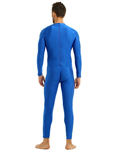 YiZYiF Maillot Completo Gimnasia Hombres Body Entero Manga Larga Mono Ciclismo Danza Natación Bodysuit Leotardo Ballet Disfraz Segunda Piel Ropa Deportivo Azul M