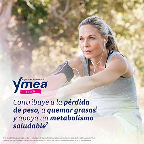 Ymea Silueta| Tratamiento de la Menopausia | Doble acción - Control de Sofocos y Control de la Silueta | Apto para Uso Prolongado | Sin Estrogenos, Soja o Consevantes| 64 cápsulas | Tratamiento 1 mes