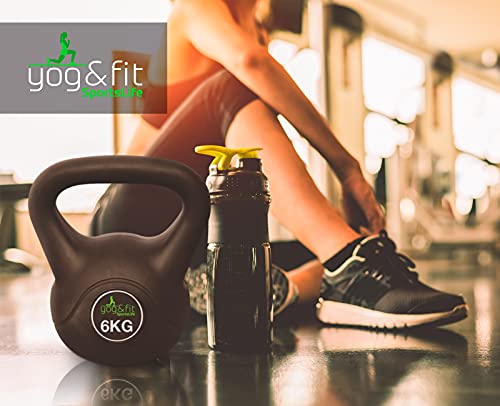 Yog&Fit- Ketllebell o Pesa Rusa 6Kg con Revestimiento De Vinilo | Kettlebell con Asa Antideslizante