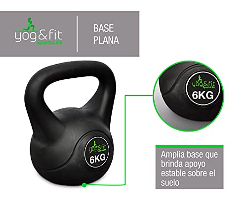 Yog&Fit- Ketllebell o Pesa Rusa 6Kg con Revestimiento De Vinilo | Kettlebell con Asa Antideslizante