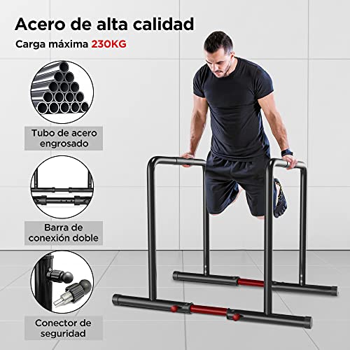 YOLEO Barras Paralelas Calistenia Adjustable, Carga 230KG, Dip Bar Fitness, Push Up Bars de Inmersión, Altura y Ancho Ajustables, Negro