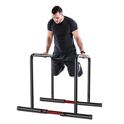 YOLEO Barras Paralelas Calistenia Adjustable, Carga 230KG, Dip Bar Fitness, Push Up Bars de Inmersión, Altura y Ancho Ajustables, Negro