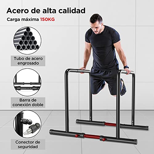 YOLEO Barras Paralelas Calistenia Adjustable, Dip Bar Fitness, Push Up Bars de Inmersión, Altura y Ancho Ajustables, Acero