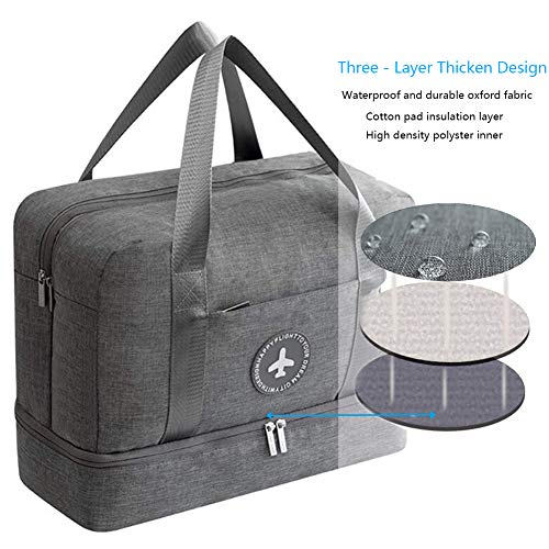 Young & Ming Impermeable Bolsa de Deporte con Compartimento para Zapatos Bolsa de Gimnasio Grande Bolsa de Viaje Bolsa Fin de Semana para Hombre/Mujer, 20L-Gris