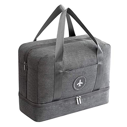 Young & Ming Impermeable Bolsa de Deporte con Compartimento para Zapatos Bolsa de Gimnasio Grande Bolsa de Viaje Bolsa Fin de Semana para Hombre/Mujer, 20L-Gris