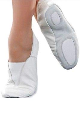 Zapatilla de piel para gimnasia artística, rítmica, yoga, pilates, karate, combate (24, blanco)