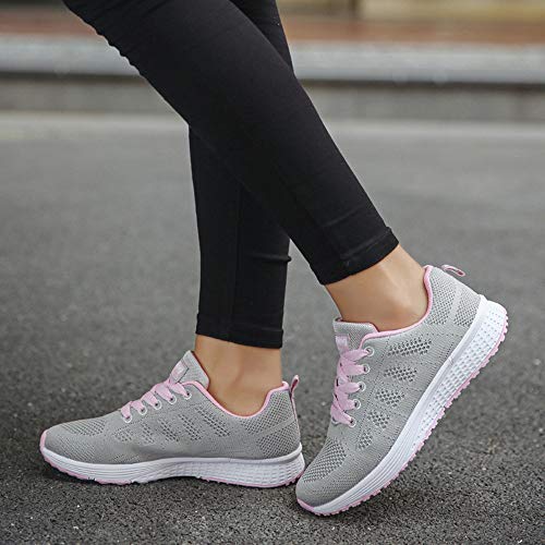 Zapatillas de Deporte Respirable para Correr Deportes Zapatos Running Cojines de Aire Calzado Mecedora Net para Estudiante Volar Zapatos Deportivas de Mujer Gimnasia Ligero Sneakers Atletismo riou