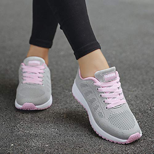 Zapatillas de Deporte Respirable para Correr Deportes Zapatos Running Cojines de Aire Calzado Mecedora Net para Estudiante Volar Zapatos Deportivas de Mujer Gimnasia Ligero Sneakers Atletismo riou