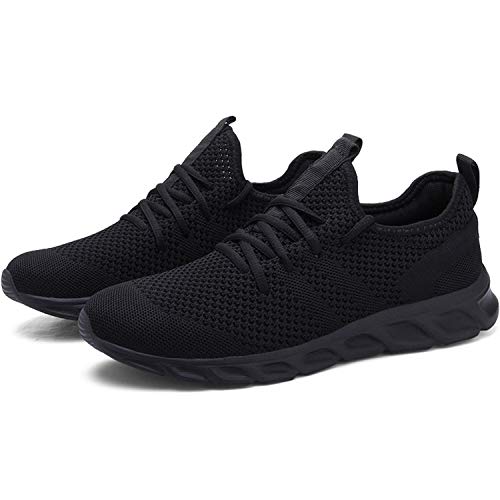 Zapatillas de Running para Hombre Casual Tenis Asfalto Zapatos Deporte Fitness Gym Correr Gimnasio Deportives Transpirables Seguridad Atlético Trekking Bambas Plataform Sneakers Negro 43 EU