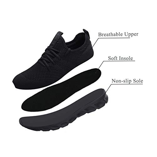 Zapatillas Deportivas Running de Mujer para Correr Asfalto Zapatos Gimnasia Deporte Fitness Casual Transpirables Seguridad con Cordones Atlético Gym Trekking Sneakers Plataform Calzado Negro 38 EU