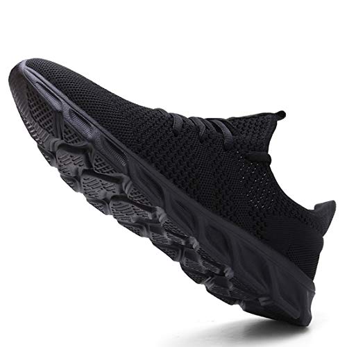 Zapatillas Deportivas Running de Mujer para Correr Asfalto Zapatos Gimnasia Deporte Fitness Casual Transpirables Seguridad con Cordones Atlético Gym Trekking Sneakers Plataform Calzado Negro 38 EU