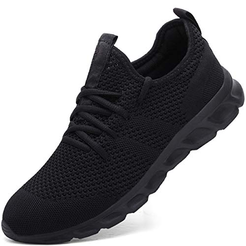 Zapatillas Deportivas Running de Mujer para Correr Asfalto Zapatos Gimnasia Deporte Fitness Casual Transpirables Seguridad con Cordones Atlético Gym Trekking Sneakers Plataform Calzado Negro 38 EU