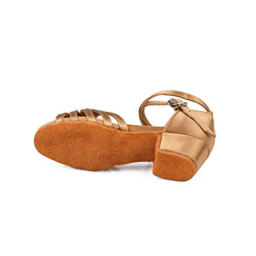 Zapatos de Baile Latín Calzado de Tacón Medio para Niña/Mujer Beige 30