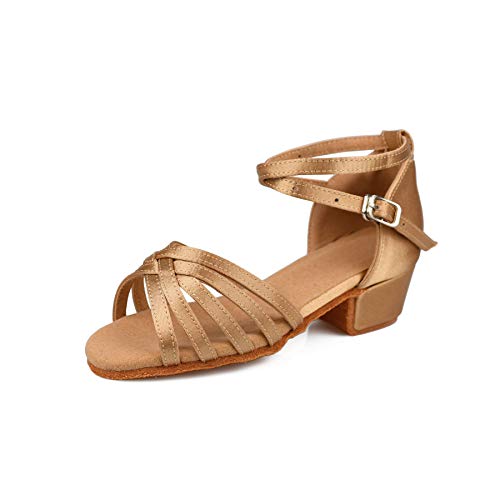 Zapatos de Baile Latín Calzado de Tacón Medio para Niña/Mujer Beige 30