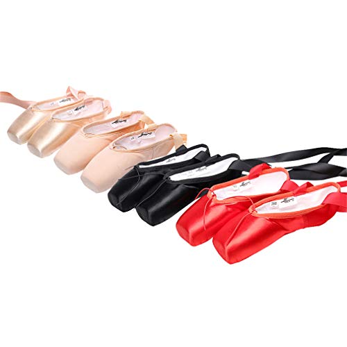 Zapatos de Punta Satén Zapatillas de Ballet con Cintas Zapatos de Ballet Zapatillas de Danza/Yoga/Pilates/Gimnasia Diferentes Tamaños para Mujeres y Niñas