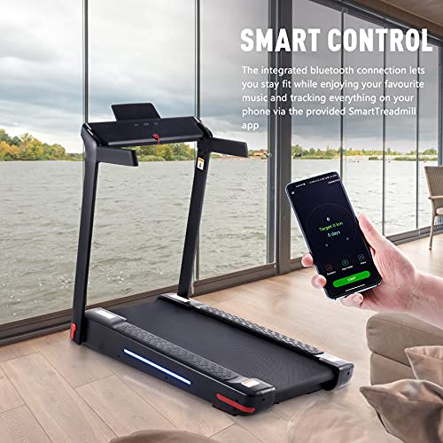 ZELUS 750W Cinta de Correr Plegable hasta 14km/h Cinta de Correr y Andar 130x43cm con Luz LED Máquina de Correr Eléctrica con App de Frecuencia de Cardíaca para Casa o Gimnasia