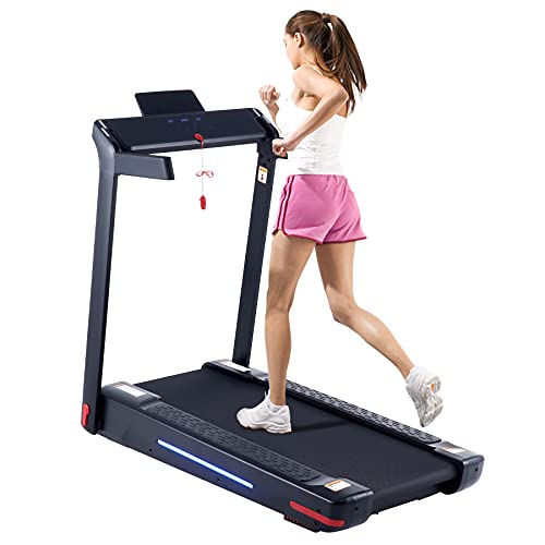 ZELUS 750W Cinta de Correr Plegable hasta 14km/h Cinta de Correr y Andar 130x43cm con Luz LED Máquina de Correr Eléctrica con App de Frecuencia de Cardíaca para Casa o Gimnasia