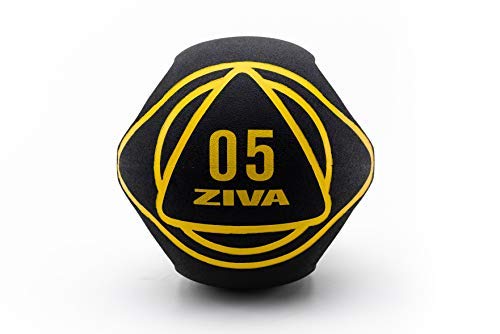 ZIVA Dual Grip Medicine Ball 5kg Balón Medicinal de Doble Agarre, Unisex Adulto, Negro, 5 kg