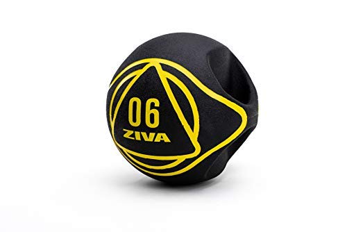 ZIVA Dual Grip Medicine Ball 6kg Balón Medicinal de Doble Agarre, Unisex Adulto, Negro, 6 kg