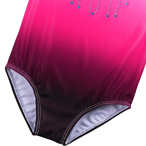 ZNYUNE Niña Maillot de Gimnasia Color Degradado Manga Larga 152 Rosa 8A