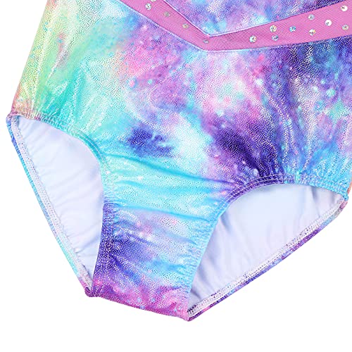 ZNYUNE Niña Maillots de Gimnasia Clásico sin Manga con Lentejuelas 278 Galaxia-Morado 12A