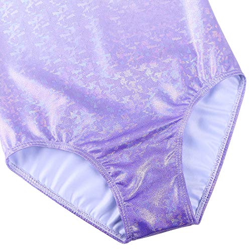 ZNYUNE Niña Maillots de Gimnasia Mangas Largas con Lentejuelas en Tul 268 Morado 10A