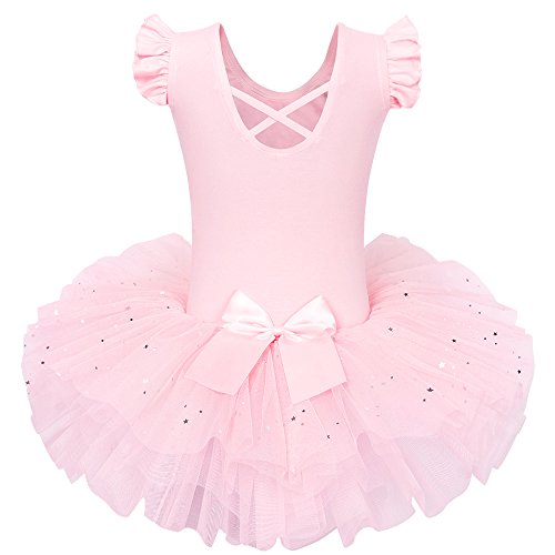 ZNYUNE Niña Tutu Vestido de Ballet Danza Clásico 184 Melocotón XXL para 6-7 años