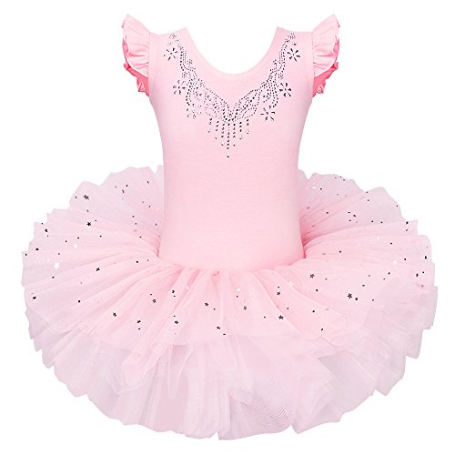 ZNYUNE Niña Tutu Vestido de Ballet Danza Clásico 184 Melocotón XXL para 6-7 años