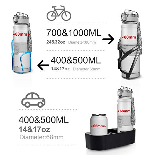 ZOUNICH Botella Agua Deporte Botellas Agua Niños sin BPA, Reutilizable Tritan Plástico Ecologica con Filtro, 400ml/500ml700ml/1l, Cantimploras para Gimnasio, Bicicleta, Colegio, Oficina, Viajes