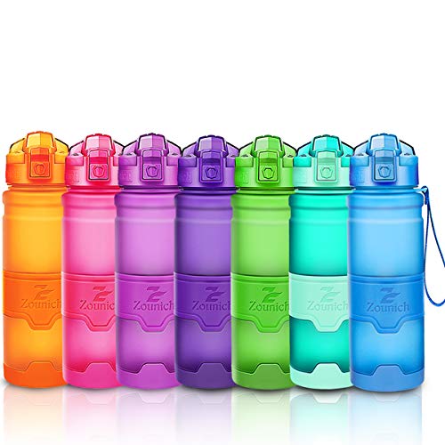 ZOUNICH Botella Agua Deporte Botellas Agua Niños sin BPA, Reutilizable Tritan Plástico Ecologica con Filtro, 400ml/500ml700ml/1l, Cantimploras para Gimnasio, Bicicleta, Colegio, Oficina, Viajes