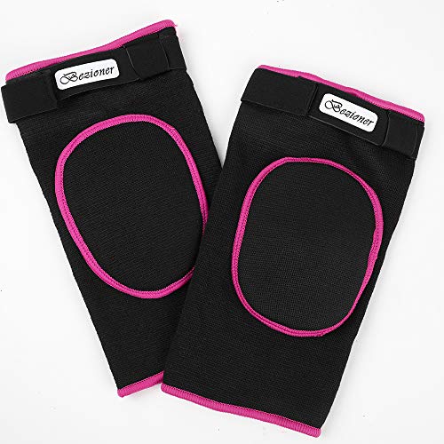 1 Par Rodilleras Deportivas de Esponja Apoyo de la Rodilla Unisex para Crossfit Voleibol Bicicleta Baloncesto Rosa M