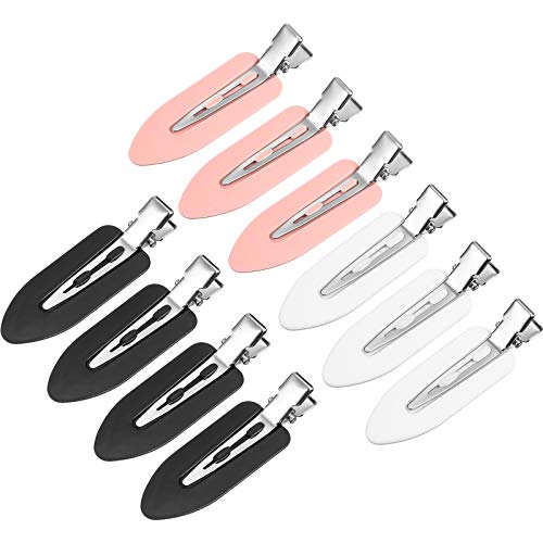 10 Clips No Doblar Pinzas de Cabello Pasador sin Pliegue Horquilla de Pincho de Rizo Pinza de Maquillaje de Pelo para Flequillo Pinza de Onda de Dedo (Negro, Blanco, Rosa)